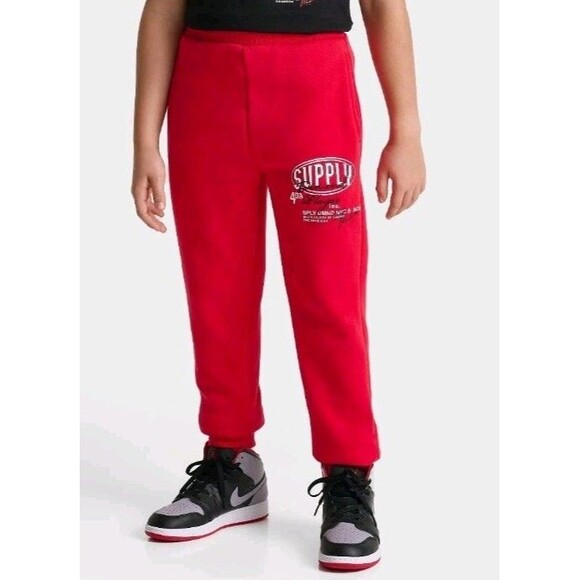 Supply & Demand Kids Sz Small Red Logo Targon Jogger Pants & Pullover Hoodie Set - Picture 3 of 7